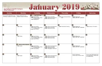 Activity Calendar of Springhurst Health Campus, Assisted Living, Nursing Home, Independent Living, CCRC, Greenfield, IN 8