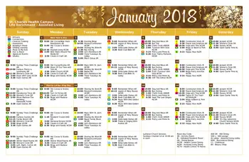 Activity Calendar of St. Charles Health Campus, Assisted Living, Nursing Home, Independent Living, CCRC, Jasper, IN 1