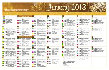 Activity Calendar of The Villages at Historic Silvercrest, Assisted Living, Nursing Home, Independent Living, CCRC, New Albany , IN 1
