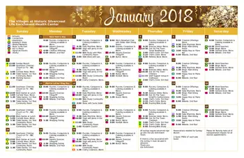 Activity Calendar of The Villages at Historic Silvercrest, Assisted Living, Nursing Home, Independent Living, CCRC, New Albany , IN 2