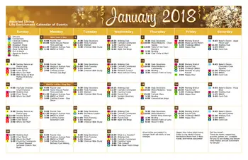 Activity Calendar of The Villages at Oak Ridge, Assisted Living, Nursing Home, Independent Living, CCRC, Washington, IN 1