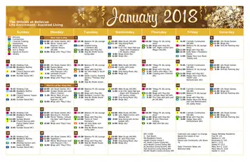 Activity Calendar of The Willows at Bellevue, Assisted Living, Nursing Home, Independent Living, CCRC, Bellevue, OH 1