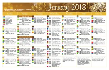 Activity Calendar of Waterford Crossing, Assisted Living, Nursing Home, Independent Living, CCRC, Goshen, IN 2