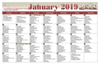 Activity Calendar of Waterford Crossing, Assisted Living, Nursing Home, Independent Living, CCRC, Goshen, IN 6