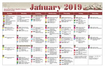 Activity Calendar of Waterford Place Health Campus, Assisted Living, Nursing Home, Independent Living, CCRC, Kokomo, IN 5