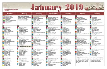 Activity Calendar of Westlake Health Campus, Assisted Living, Nursing Home, Independent Living, CCRC, Commerce Township, MI 6