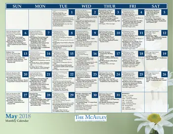 Activity Calendar of The Mercy Community, Assisted Living, Nursing Home, Independent Living, CCRC, West Hartford, CT 2