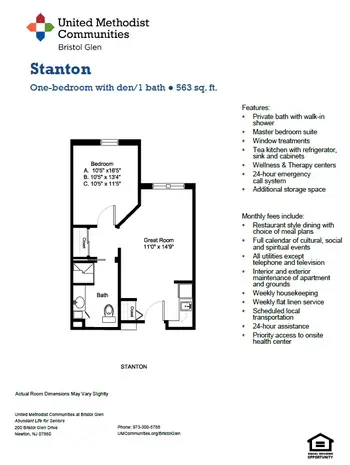 Floorplan of Bristol Glen, Assisted Living, Nursing Home, Independent Living, CCRC, Newton, NJ 4