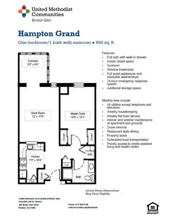 Floorplan of Bristol Glen, Assisted Living, Nursing Home, Independent Living, CCRC, Newton, NJ 12