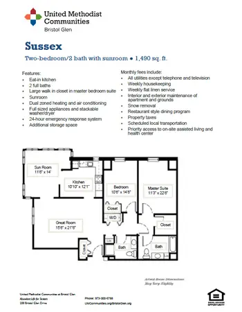 Floorplan of Bristol Glen, Assisted Living, Nursing Home, Independent Living, CCRC, Newton, NJ 15