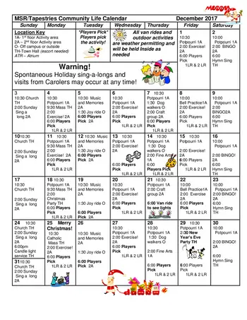 Activity Calendar of The Shores, Assisted Living, Nursing Home, Independent Living, CCRC, Ocean City, NJ 3
