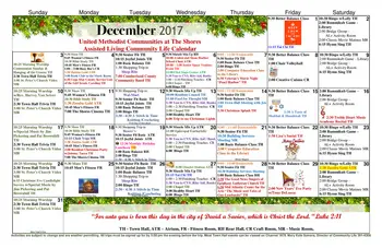 Activity Calendar of The Shores, Assisted Living, Nursing Home, Independent Living, CCRC, Ocean City, NJ 1