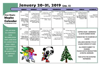Activity Calendar of Silver Maples, Assisted Living, Nursing Home, Independent Living, CCRC, Chelsea, MI 2