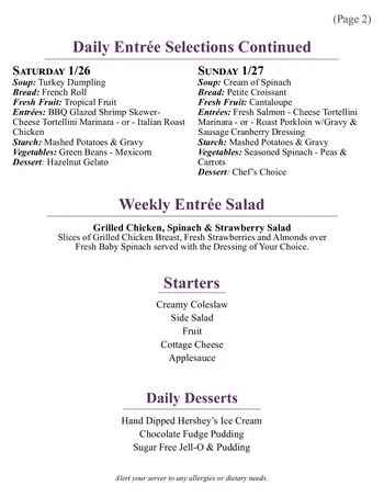Dining menu of Silver Maples, Assisted Living, Nursing Home, Independent Living, CCRC, Chelsea, MI 6