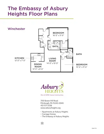 Floorplan of Asbury Heights, Assisted Living, Nursing Home, Independent Living, CCRC, Pittsburgh, PA 12