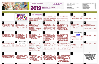Activity Calendar of Asbury Heights, Assisted Living, Nursing Home, Independent Living, CCRC, Pittsburgh, PA 1