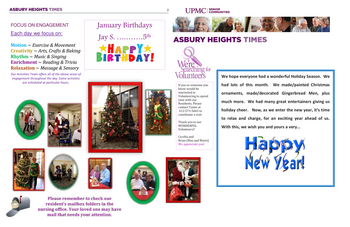 Activity Calendar of Asbury Heights, Assisted Living, Nursing Home, Independent Living, CCRC, Pittsburgh, PA 5