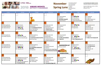 Activity Calendar of Asbury Heights, Assisted Living, Nursing Home, Independent Living, CCRC, Pittsburgh, PA 13
