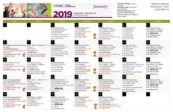 Activity Calendar of Asbury Heights, Assisted Living, Nursing Home, Independent Living, CCRC, Pittsburgh, PA 14