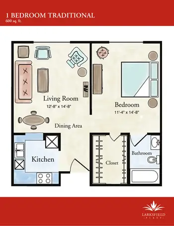 Floorplan of Larksfield Place, Assisted Living, Nursing Home, Independent Living, CCRC, Wichita, KS 1