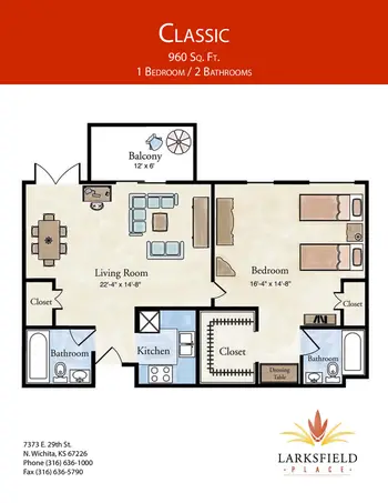 Floorplan of Larksfield Place, Assisted Living, Nursing Home, Independent Living, CCRC, Wichita, KS 18