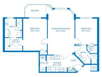 Floorplan of Vi at Aventura, Assisted Living, Nursing Home, Independent Living, CCRC, Aventura, FL 1