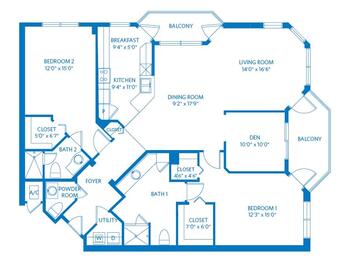 Floorplan of Vi at Aventura, Assisted Living, Nursing Home, Independent Living, CCRC, Aventura, FL 8
