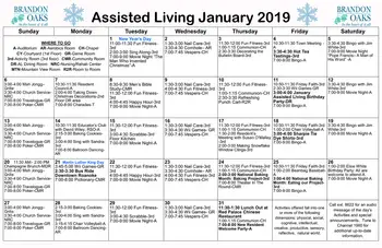Activity Calendar of Brandon Oaks, Assisted Living, Nursing Home, Independent Living, CCRC, Roanoke, VA 4