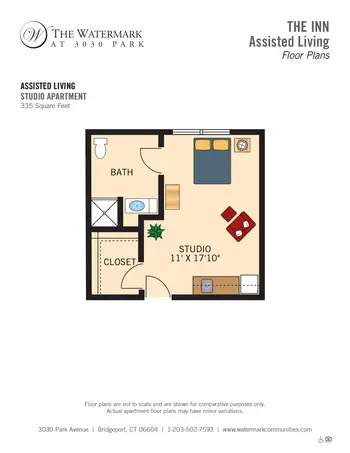 Floorplan of The Watermark at 3030 Park, Assisted Living, Nursing Home, Independent Living, CCRC, Bridgeport, CT 1