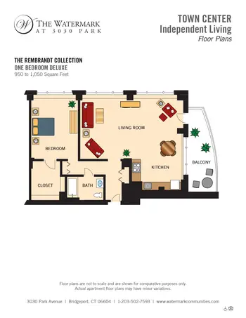 Floorplan of The Watermark at 3030 Park, Assisted Living, Nursing Home, Independent Living, CCRC, Bridgeport, CT 6