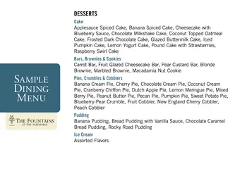 Dining menu of The Fountains at The Albemarle, Assisted Living, Nursing Home, Independent Living, CCRC, Tarboro, NC 8