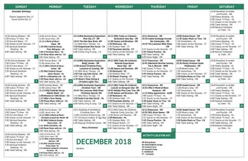 Activity Calendar of The Fountains at The Albemarle, Assisted Living, Nursing Home, Independent Living, CCRC, Tarboro, NC 1
