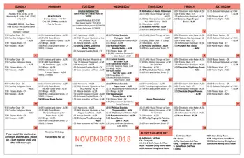 Activity Calendar of The Fountains at The Albemarle, Assisted Living, Nursing Home, Independent Living, CCRC, Tarboro, NC 12