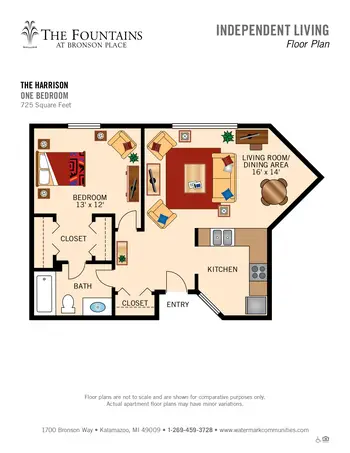 Floorplan of The Fountains at Bronson Place, Assisted Living, Nursing Home, Independent Living, CCRC, Kalamazoo, MI 9