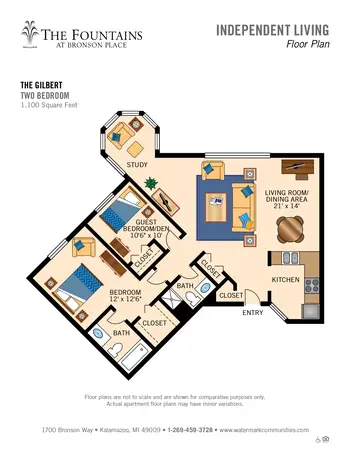 Floorplan of The Fountains at Bronson Place, Assisted Living, Nursing Home, Independent Living, CCRC, Kalamazoo, MI 12