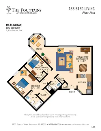 Floorplan of The Fountains at Bronson Place, Assisted Living, Nursing Home, Independent Living, CCRC, Kalamazoo, MI 17