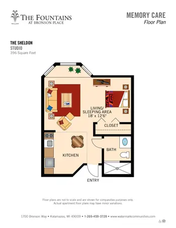 Floorplan of The Fountains at Bronson Place, Assisted Living, Nursing Home, Independent Living, CCRC, Kalamazoo, MI 18