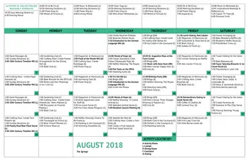 Activity Calendar of The Fountains at Bronson Place, Assisted Living, Nursing Home, Independent Living, CCRC, Kalamazoo, MI 1