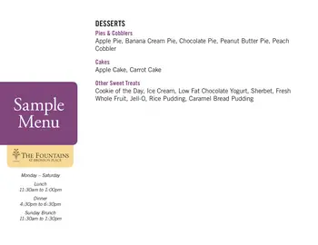 Dining menu of The Fountains at Bronson Place, Assisted Living, Nursing Home, Independent Living, CCRC, Kalamazoo, MI 6