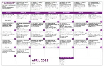 Activity Calendar of The Fountains at Bronson Place, Assisted Living, Nursing Home, Independent Living, CCRC, Kalamazoo, MI 12
