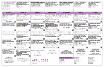 Activity Calendar of The Fountains at Bronson Place, Assisted Living, Nursing Home, Independent Living, CCRC, Kalamazoo, MI 18