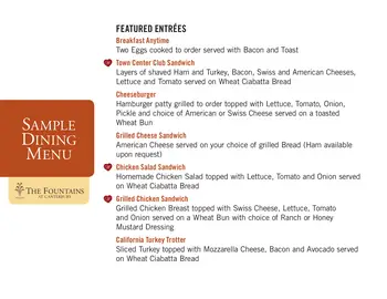 Dining menu of The Fountains at Canterbury, Assisted Living, Nursing Home, Independent Living, CCRC, Oklahoma City, OK 3