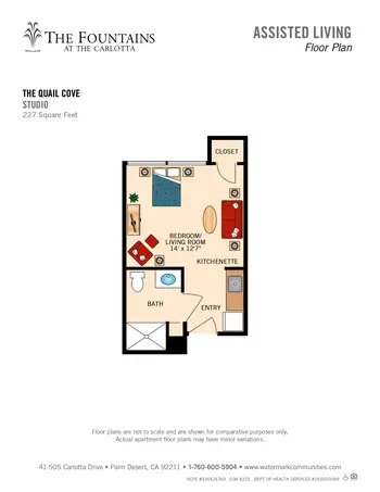 Floorplan of The Fountains at The Carlotta, Assisted Living, Nursing Home, Independent Living, CCRC, Palm Desert, CA 1