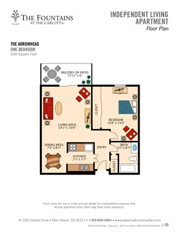 Floorplan of The Fountains at The Carlotta, Assisted Living, Nursing Home, Independent Living, CCRC, Palm Desert, CA 4