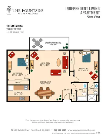 Floorplan of The Fountains at The Carlotta, Assisted Living, Nursing Home, Independent Living, CCRC, Palm Desert, CA 6