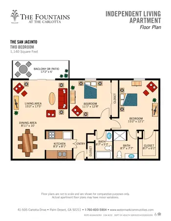 Floorplan of The Fountains at The Carlotta, Assisted Living, Nursing Home, Independent Living, CCRC, Palm Desert, CA 7