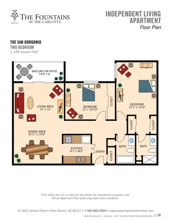 Floorplan of The Fountains at The Carlotta, Assisted Living, Nursing Home, Independent Living, CCRC, Palm Desert, CA 8