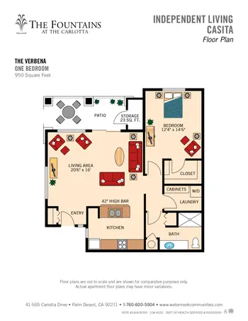 Floorplan of The Fountains at The Carlotta, Assisted Living, Nursing Home, Independent Living, CCRC, Palm Desert, CA 9