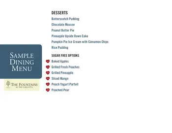 Dining menu of The Fountains at The Carlotta, Assisted Living, Nursing Home, Independent Living, CCRC, Palm Desert, CA 6