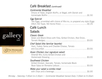Dining menu of Watermark at East Hill, Assisted Living, Nursing Home, Independent Living, CCRC, Southbury, CT 3
